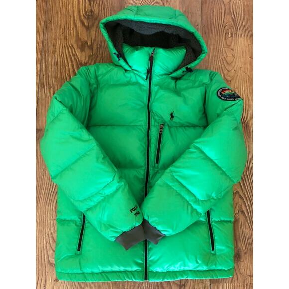 Polo Ralph Lauren Jackson Sportsmen Puffer Down Jacket Neon Green Size S $368 - Picture 1 of 11